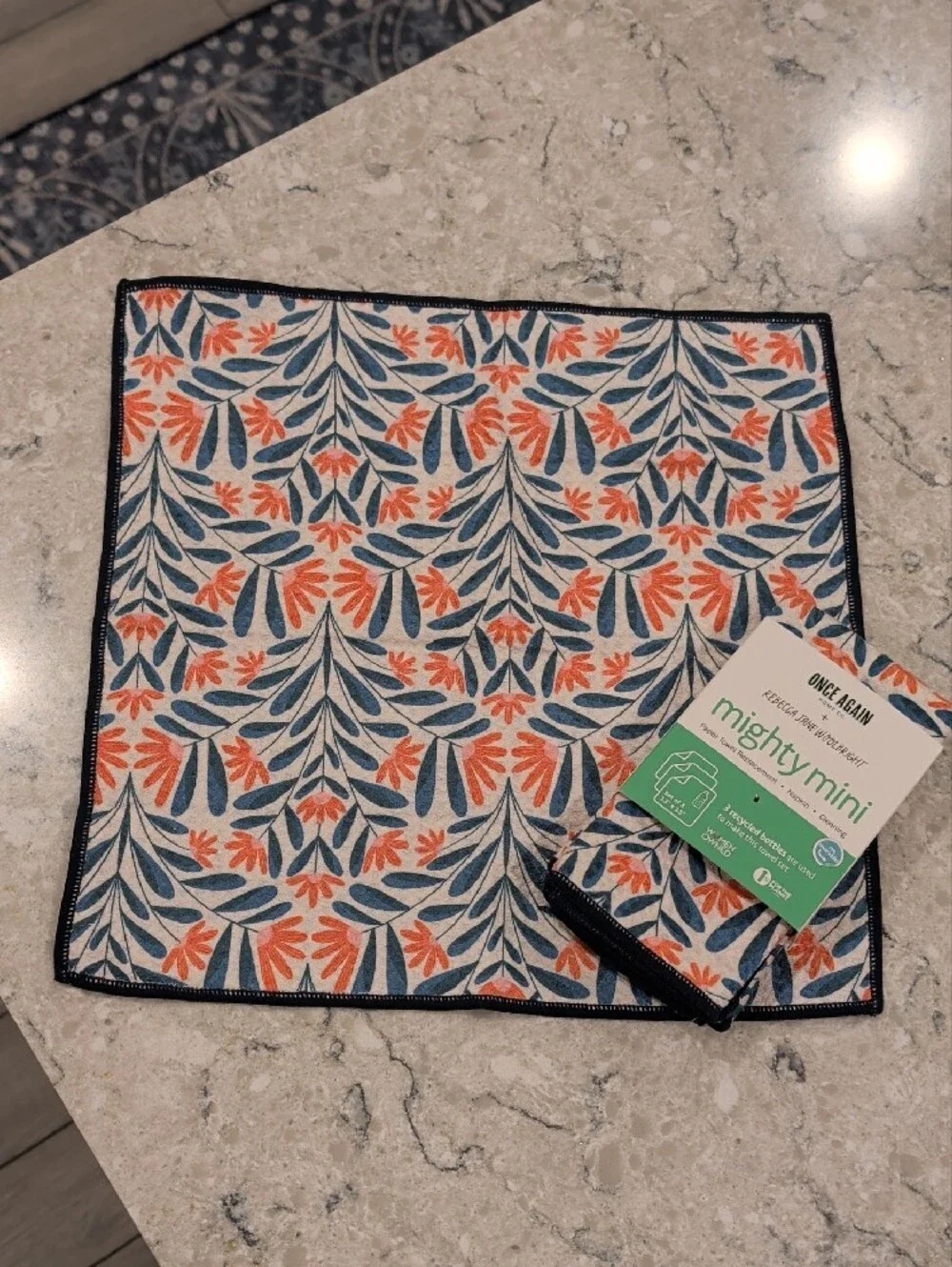 Once Again Mighty Mini Reusable Towel Set - Navy & Coral Floral
